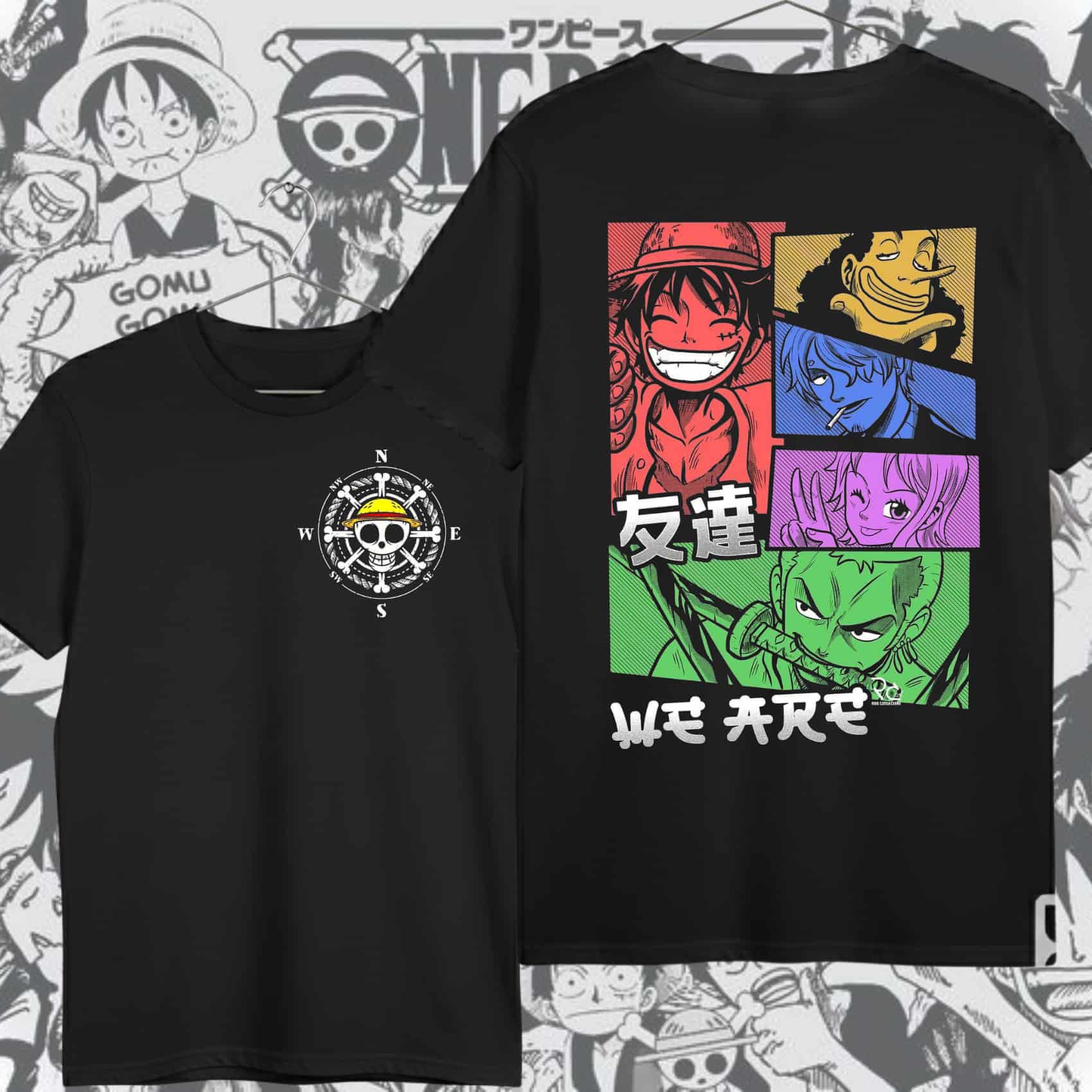 playera one piece brujula personajes