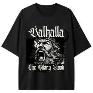 PLAYERA NEGRA OVERSIZE VALHALLA "THE VIKING BLOOD"