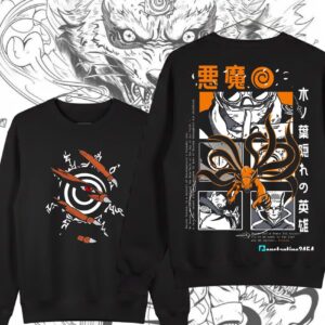 sudadera negra naruto uzumaki mockup doble vista
