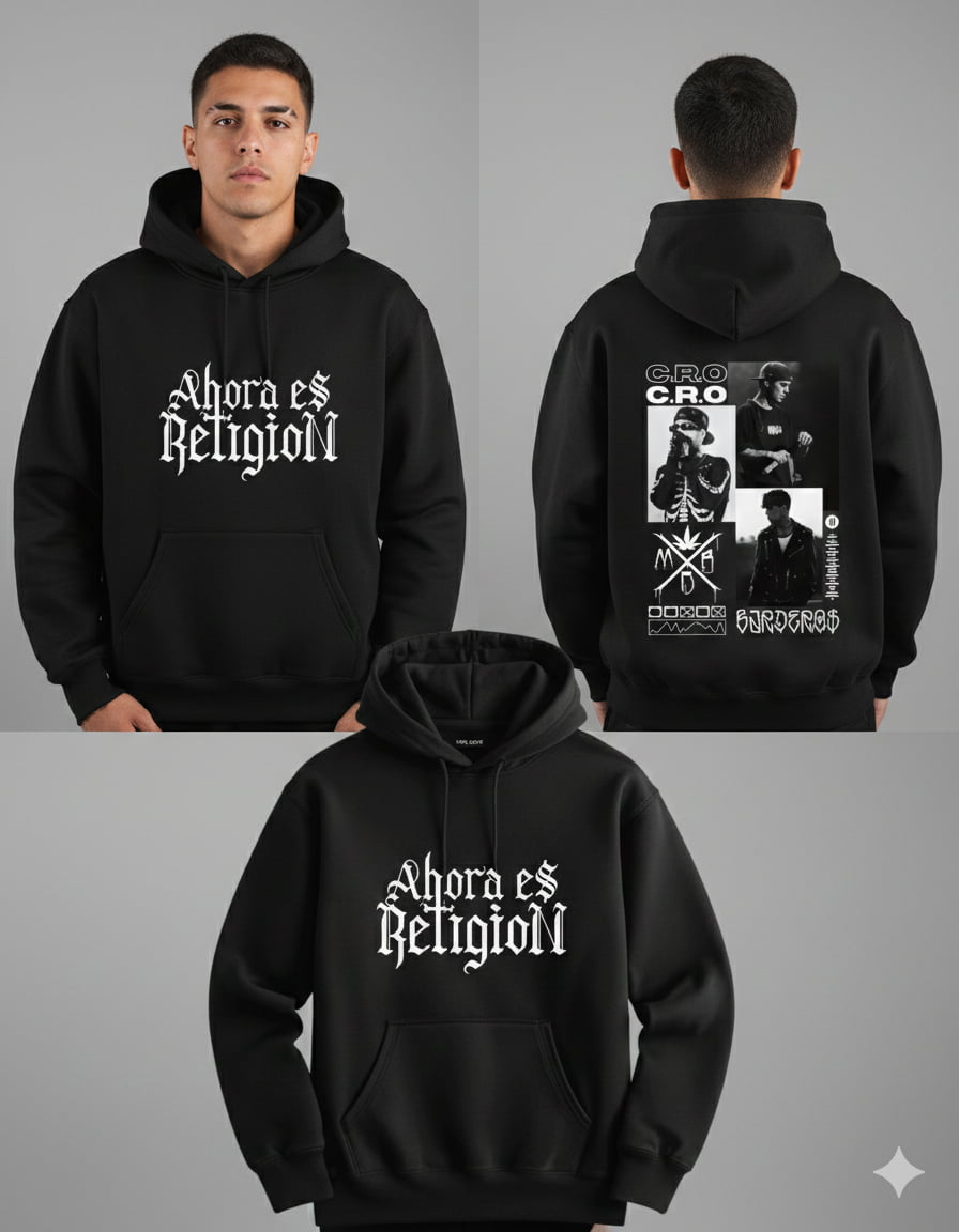 sudadera c.r.o negra modelo 2 modelado 2