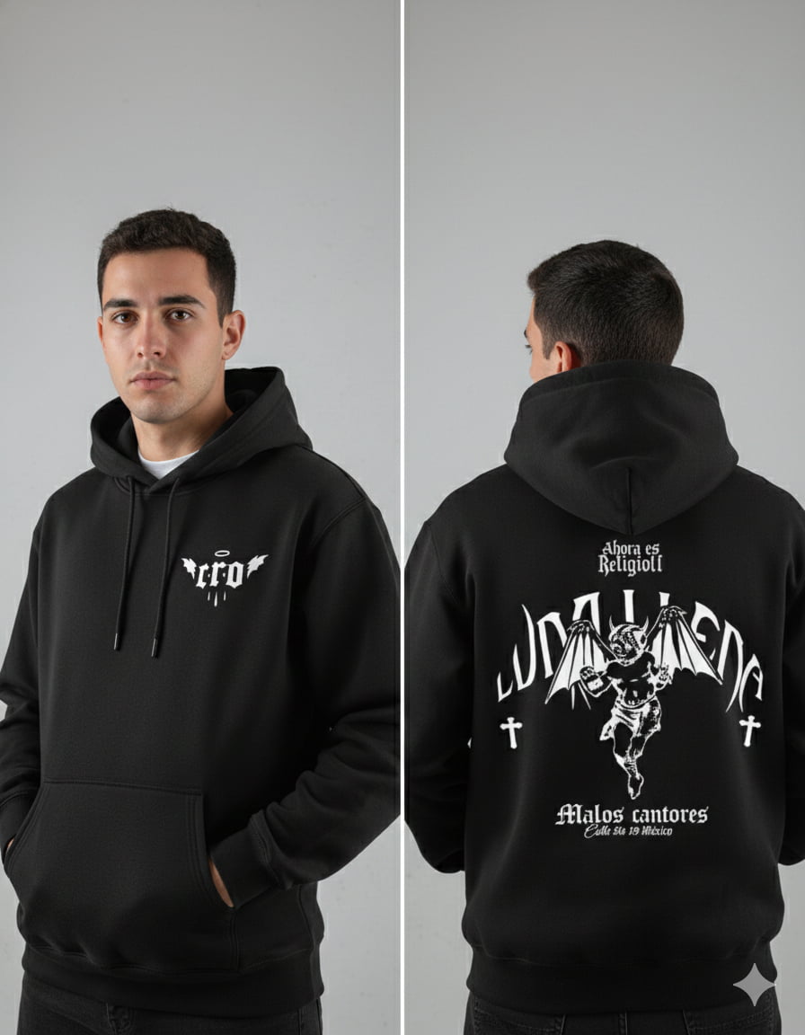 sudadera c.r.o negra modelo 3 modelado