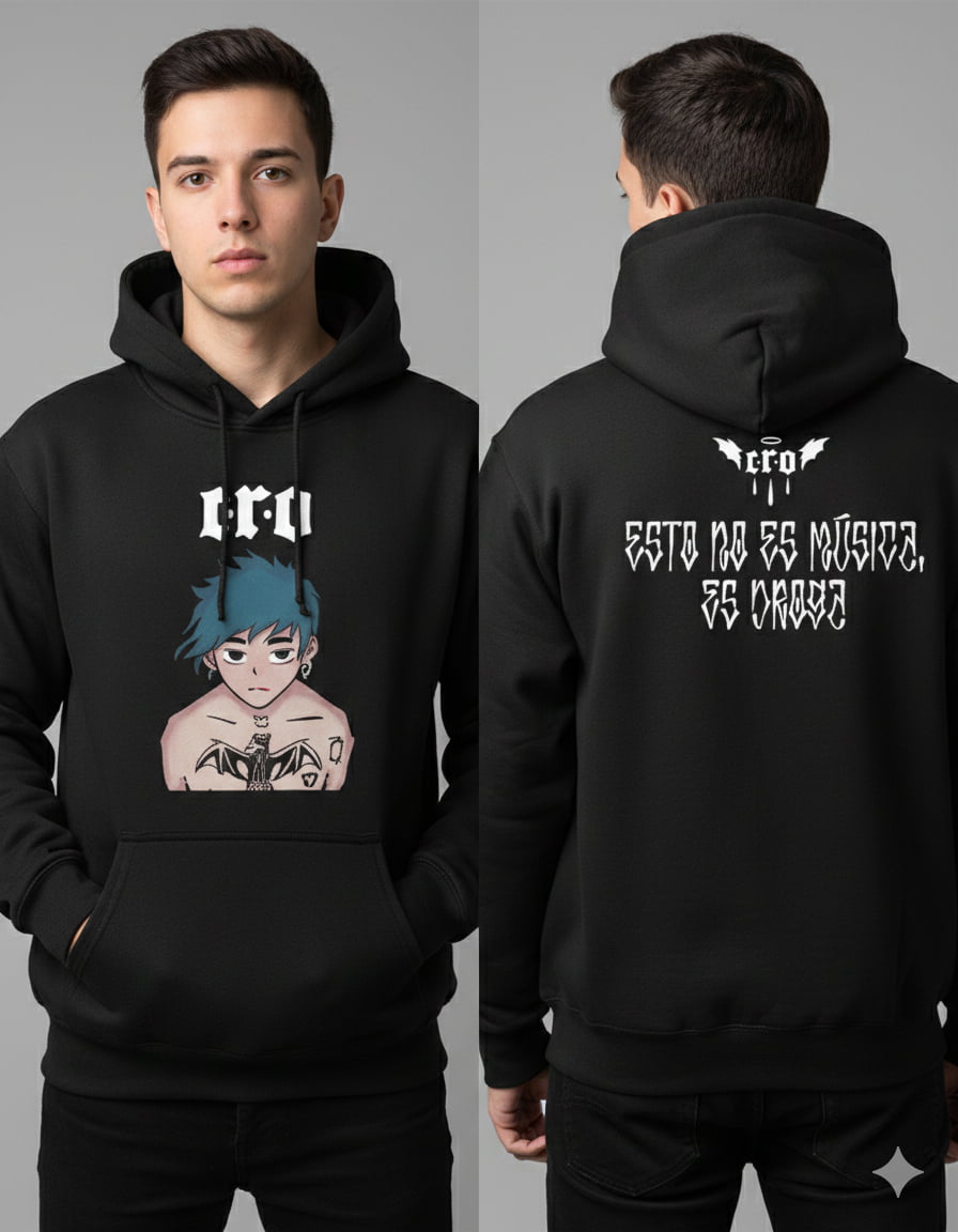 sudadera c.r.o negra modelo 1 modelado